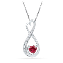  Sterling Silver Womens Heart Synthetic Ruby Infinity Pendant 5/8 Cttw