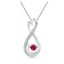  Sterling Silver Womens Round Synthetic Ruby Diamond Infinity Pendant 1/3 Cttw