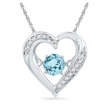  Sterling Silver Womens Round Synthetic Blue Topaz Heart Pendant 1/3 Cttw