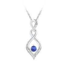  Sterling Silver Womens Round Synthetic Blue Sapphire Solitaire Pendant 1/5 Cttw