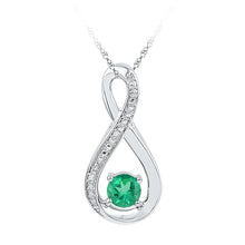  Sterling Silver Womens Round Synthetic Emerald Fashion Pendant 1/2 Cttw