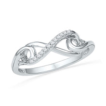  10k White Gold Womens Round Diamond Infinity Knot Ring 1/20 Cttw