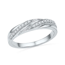  10k White Gold Womens Round Diamond Simple Band Ring 1/10 Cttw