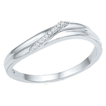  10k White Gold Womens Round Diamond Simple Single Row Band Ring .03 Cttw