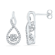  10k White Gold Womens Round Diamond Moving Cluster Earrings 1/3 Cttw
