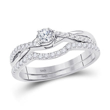  10k White Gold Round Diamond Bridal Wedding Ring Band Set 1/3 Cttw