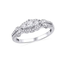  10k White Gold Round Diamond 3-stone Bridal Wedding Engagement Ring 1/2 Cttw