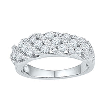  10k White Gold Womens Round Diamond Alternating Stripe Band Ring 1 Cttw