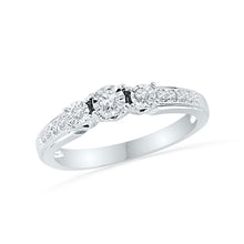  10k White Gold Round Diamond 3-stone Bridal Wedding Engagement Ring 1/5 Cttw