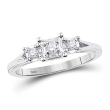  10k White Gold Round Diamond 3-stone Bridal Wedding Engagement Ring 1/10 Cttw