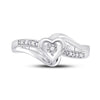 10k White Gold Womens Round Diamond Heart Promise Ring .03 Cttw