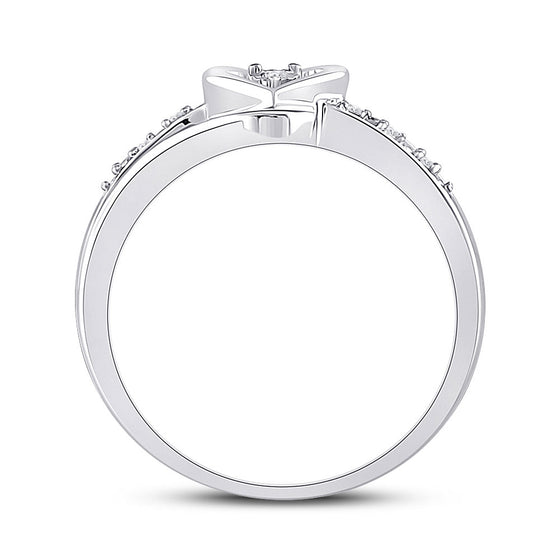 10k White Gold Womens Round Diamond Heart Promise Ring .03 Cttw