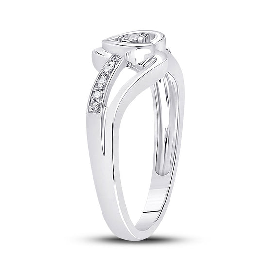 10k White Gold Womens Round Diamond Heart Promise Ring .03 Cttw