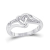 10k White Gold Womens Round Diamond Heart Promise Ring .03 Cttw