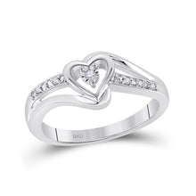  10k White Gold Womens Round Diamond Heart Promise Ring .03 Cttw