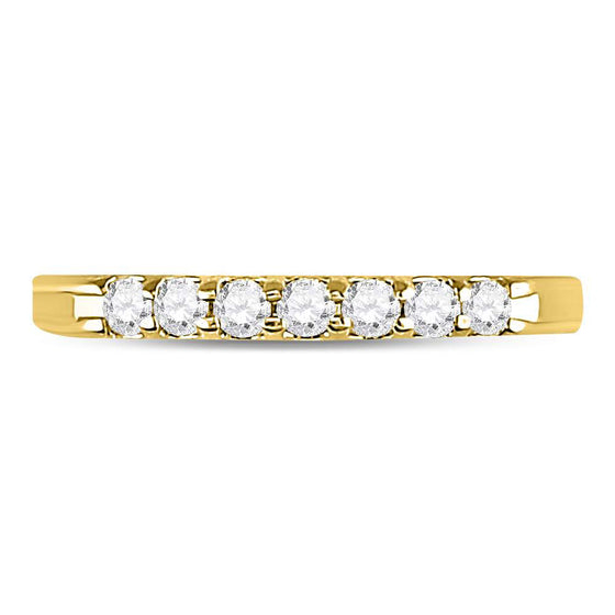 14k Yellow Gold Womens Round Diamond Single Row Comfort Wedding Band 1/4 Cttw