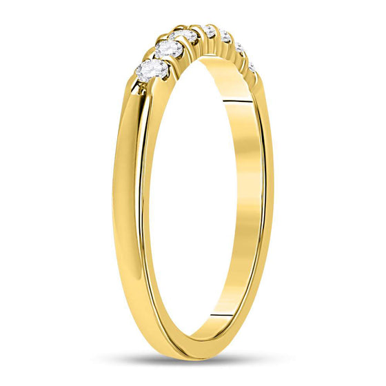 14k Yellow Gold Womens Round Diamond Single Row Comfort Wedding Band 1/4 Cttw