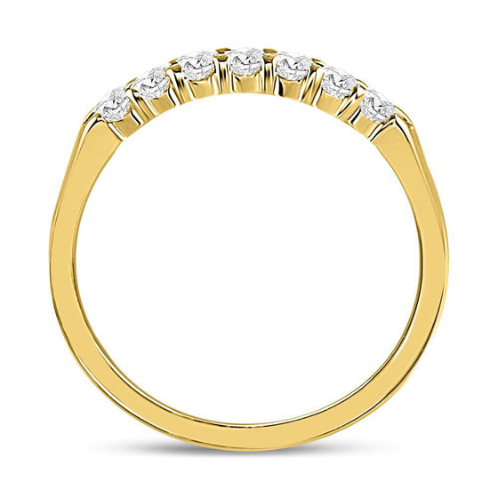 14k Yellow Gold Womens Round Diamond Single Row Comfort Wedding Band 1/4 Cttw