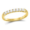 14k Yellow Gold Womens Round Diamond Single Row Comfort Wedding Band 1/4 Cttw