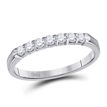  14k White Gold Womens Round Diamond Wedding Single Row Band 1/4 Cttw