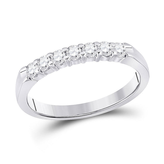 14k White Gold Womens Round Diamond Single Row Band Ring 1/3 Cttw
