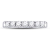 14k White Gold Womens Round Diamond Single Row Machine-set Wedding Band 1/2 Cttw