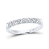 14k White Gold Womens Round Diamond Single Row Machine-set Wedding Band 1/2 Cttw