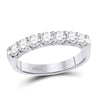 14k White Gold Womens Round Diamond Single Row Comfort Wedding Band 3/4 Cttw
