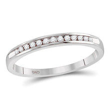  14k White Gold Womens Round Diamond Single Row Channel-set Wedding Band 1/10 Cttw