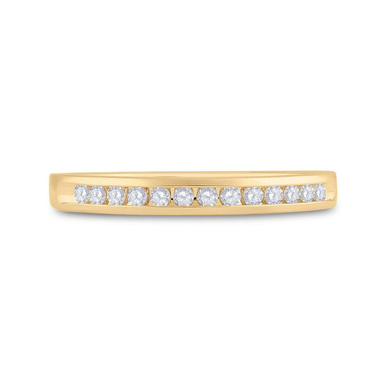 14k Yellow Gold Womens Round Diamond Wedding Band 1/6 Cttw