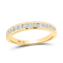  14k Yellow Gold Womens Round Diamond Wedding Single Row Band 1/3 Cttw