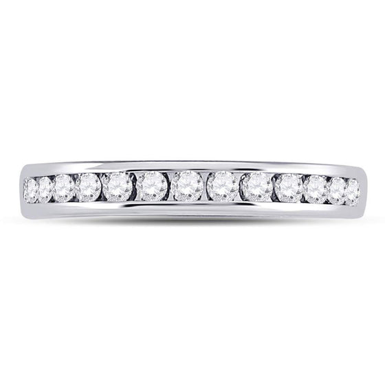 14k White Gold Womens Round Diamond Single Row Channel-set Wedding Band 1/3 Cttw
