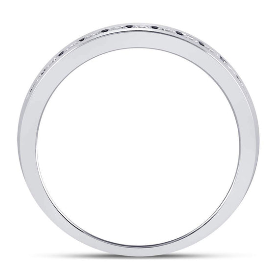 14k White Gold Womens Round Diamond Single Row Channel-set Wedding Band 1/3 Cttw
