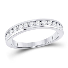  14k White Gold Womens Round Diamond Wedding Single Row Band 1/2 Cttw