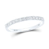 14k White Gold Womens Round Diamond Single Row Machine-set Wedding Band 1/4 Cttw