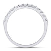 14k White Gold Womens Round Diamond Single Row Machine-set Wedding Band 1/3 Cttw