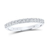14k White Gold Womens Round Diamond Single Row Machine-set Wedding Band 1/3 Cttw