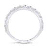 14k White Gold Womens Round Diamond Single Row Machine-set Wedding Band 1 Cttw