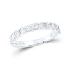 14k White Gold Womens Round Diamond Single Row Machine-set Wedding Band 1 Cttw