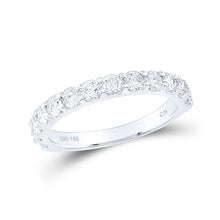  14k White Gold Womens Round Diamond Single Row Machine-set Wedding Band 1 Cttw