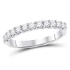14k White Gold Womens Round Diamond Single Row Machine-set Wedding Band 1/2 Cttw