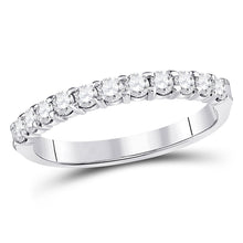 14k White Gold Womens Round Diamond Single Row Machine-set Wedding Band 1/2 Cttw
