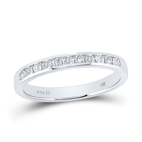 14k White Gold Womens Round Diamond Wedding Band Ring 1/4 Cttw