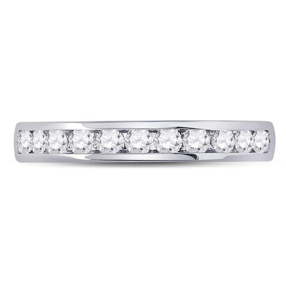 14k White Gold Womens Round Diamond Single Row Channel-set Wedding Band 1/2 Cttw