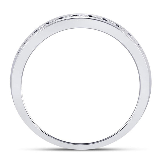 14k White Gold Womens Round Diamond Single Row Channel-set Wedding Band 1/2 Cttw