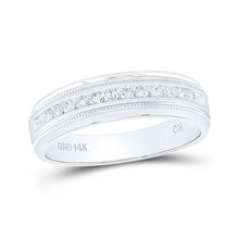  14k White Gold Mens Round Diamond Comfort-fit Wedding Anniversary Band 1/4 Cttw
