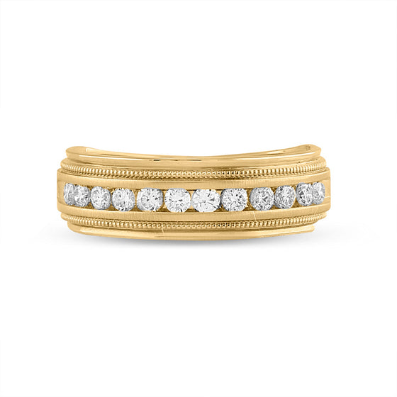 14k Yellow Gold Mens Round Diamond Wedding Single Row Band Ring 1/2 Cttw