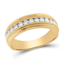  14k Yellow Gold Mens Round Diamond Wedding Single Row Band Ring 1/2 Cttw