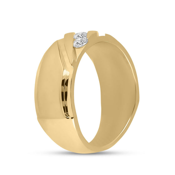 14k Yellow Gold Mens Round Diamond Wedding Band Ring 1/2 Cttw