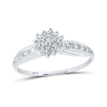  10k White Gold Womens Round Diamond Cluster Ring 1/10 Cttw